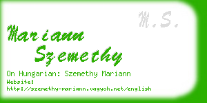 mariann szemethy business card